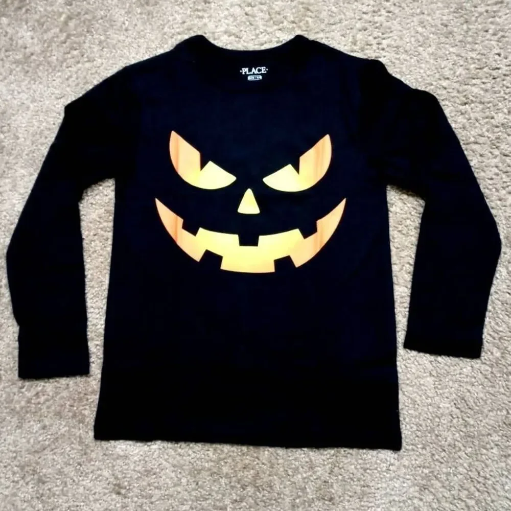 Place Jack O Lantern Halloween Black Boys T-Shirt Medium